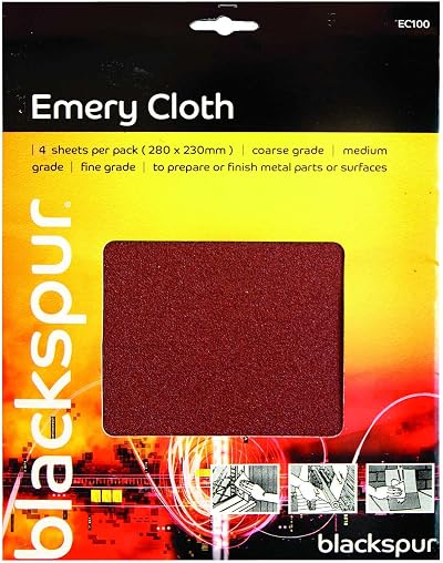 Blackspur Emery Cloth 3 Pack Fine Medium Coarse Grit Metal Finishing 280x230mm