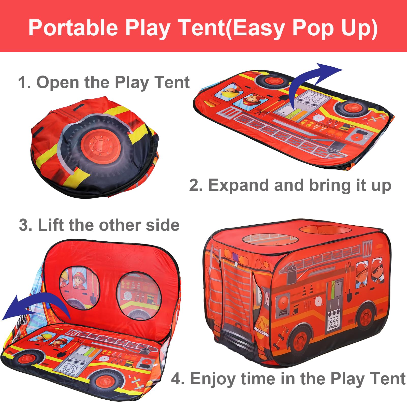 Pop Up Tents for Kids 3-5, Indoor Playhouse for Toddler with Golf, Dart, Basketball Hoop, Tiny Hamburg Playset, Foldable Tent for Toddlers, Boys and Girls, Flat-Folding Hamburg Car Play Tent