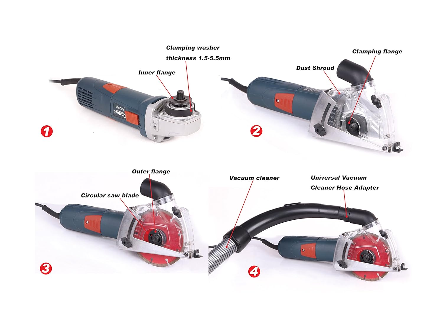 Dastool Angle Grinder Dust Collection Attachment,Cutting Dust shroud 41/2 inch 689828847655 eBay