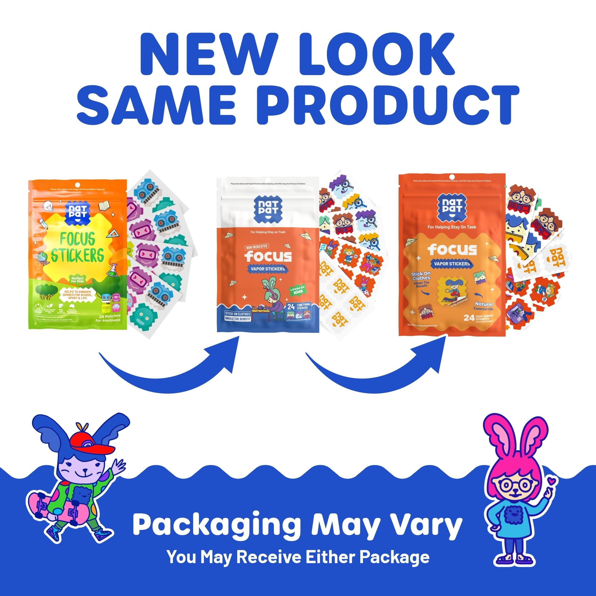 NATPAT Focus Patch Focus Enhancing Stickers for Kids and Adults - Healthy Brain Supports for Attention, Focus, and Concentration - Chemical and Drug Free - 24 Count - BuzzPatch Natural Patch