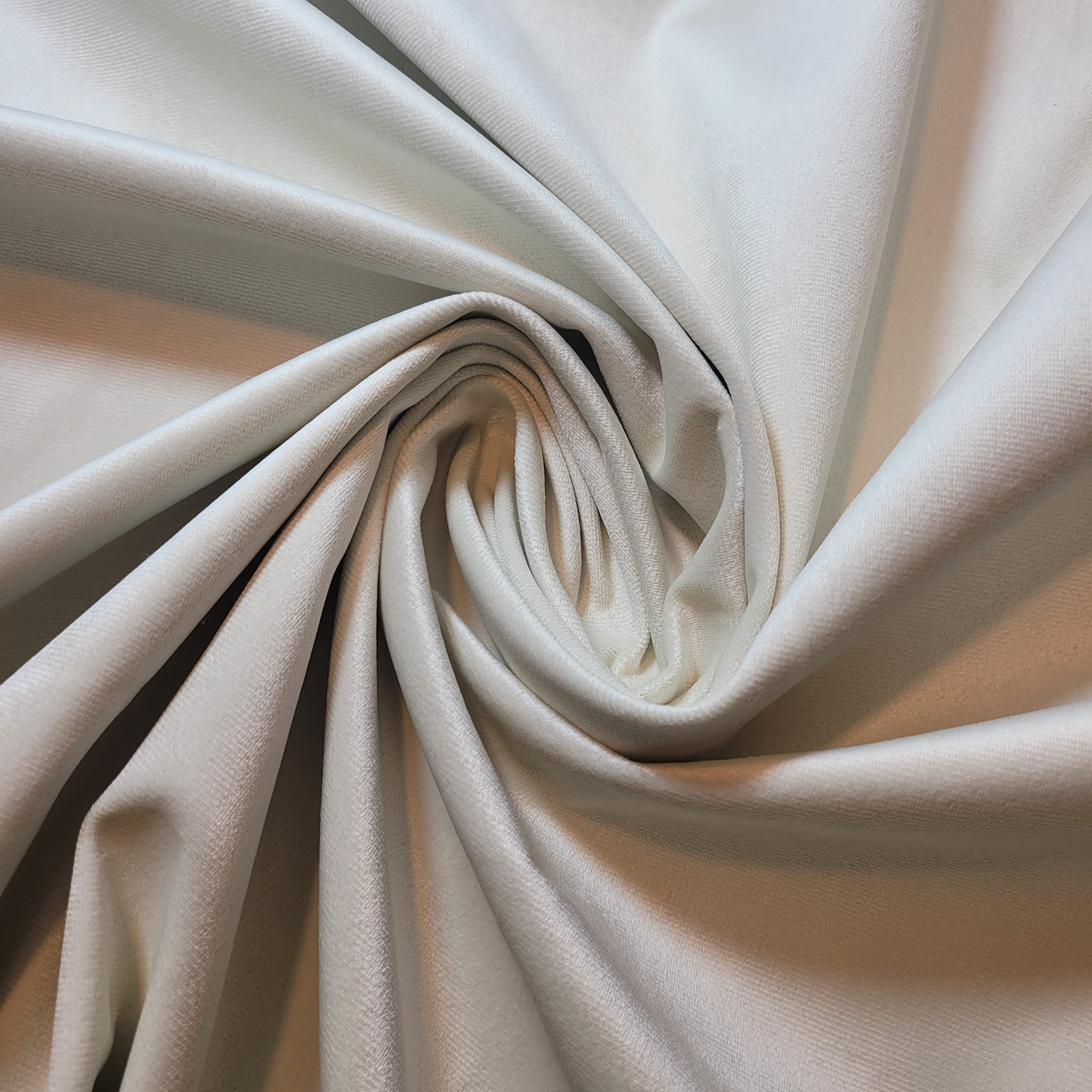 Textile Station 58" Wide Soft Plain Velvet Fabric Material Curtains Cushion Dressmaking Upholstery and Furnishing Material Sold by The Meter (Ivory)