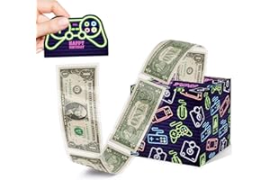 AZBUK Neon Surprise Money Box Gift Pull for Game Lover- Happy Birthday Money Box for Cash Gift Set Included Happy Birthday Card and 35Pcs Transparent Bags, Fun Birthday Gift for Kids Boys Girls
