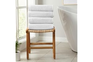 Great Bay Home White Bath Towels - 100% Cotton 4 Pack 52x30 Bath Towel Set - Absorbent, Quick-Drying, Durable Towels for Bathroom Decor - Low-Twist, Two-Ply Fibers (Optic White)