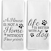 BitKAM Dog Kitchen Towels Set of 2, Dog Dad Mom Lovers Gifts for Owners Women Men Dish Tea Towels for Kitchen Decor, Pet Lover Gifts Hand Towels for Bathroom Decor, 16x24 Inch
