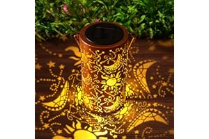 FIMAGO Solar Lanterns Outdoor Hanging Lantern Lights, Sun Star Moon Metal Waterproof Solar Decorative Light for Garden Patio Yard Lawn Backyard Front Porch Gardening Gifts for Mom Grandma Women