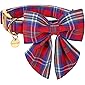 DOGWONG Cotton Dog Collar with Bowtie Confortable Adjustable Dog Collar for Small Medium Large Dog