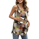WIHOLL Loose Fit Tank Tops for Women Scoop Neck Summer Side Split Sleeveless Shirts 2026 Fashion