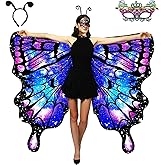 Double-Sided Printing Butterfly Costume for Women, Adult Butterfly Wings for Woman, Halloween Costume Fairy Wing Cape