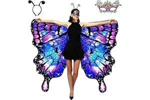VARYOWOP Double-Sided Printing Butterfly Costume for Women, Adult Butterfly Wings for Woman, Halloween Costume Fairy Wing Cape