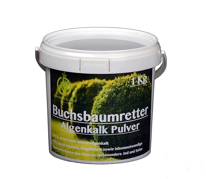 Stauden Gänge Algenkalk Pulver 1kg im Eimer/Buchsbaumretter/Das Original/mit Anleitung/Buchsbaum Kur/Buchsbaumdünger