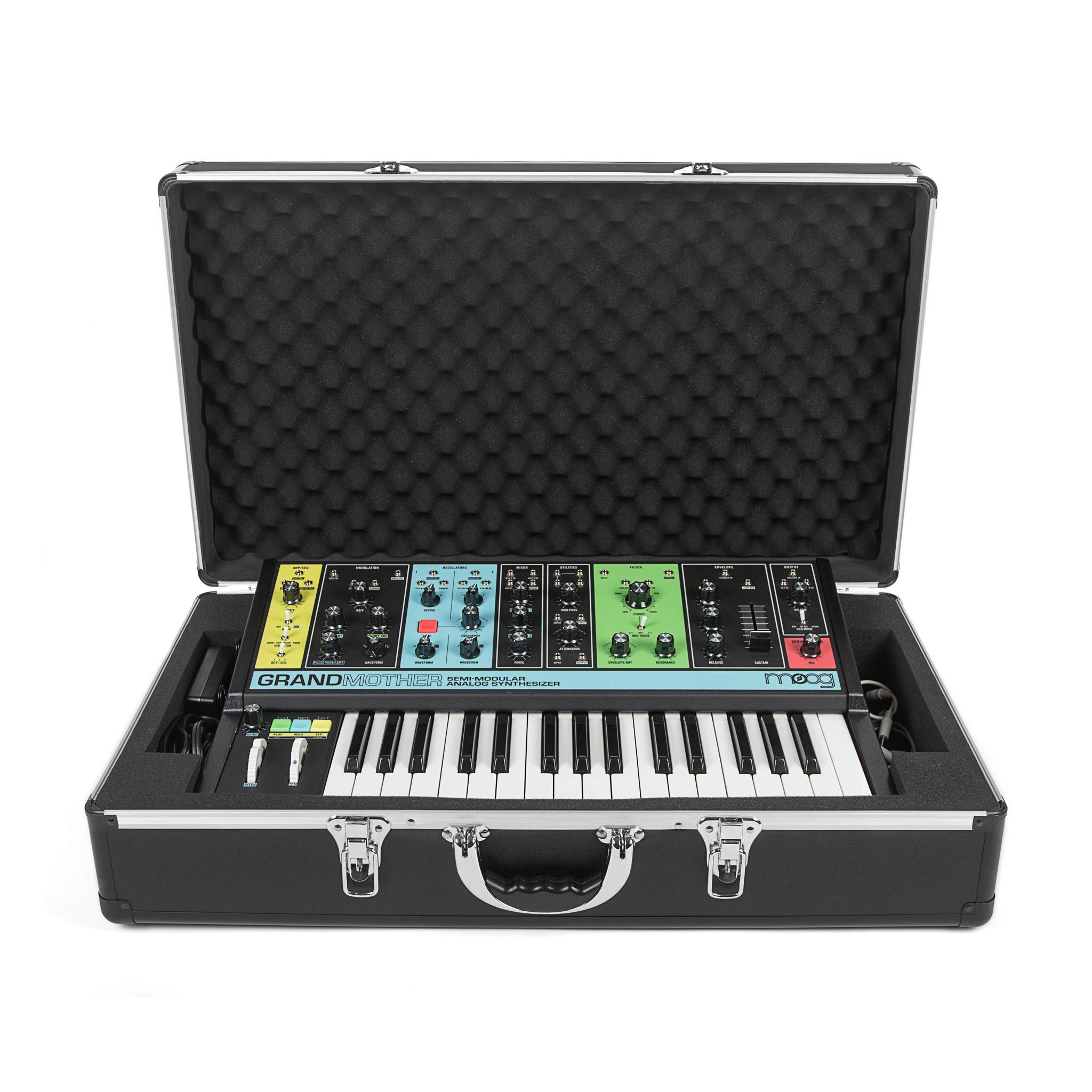 Analog Cases Unison Case for Moog Grandmother or comparable Synthesizers (Carrying case, Aluminium Corner Protection, Padded lid with Handle), Black