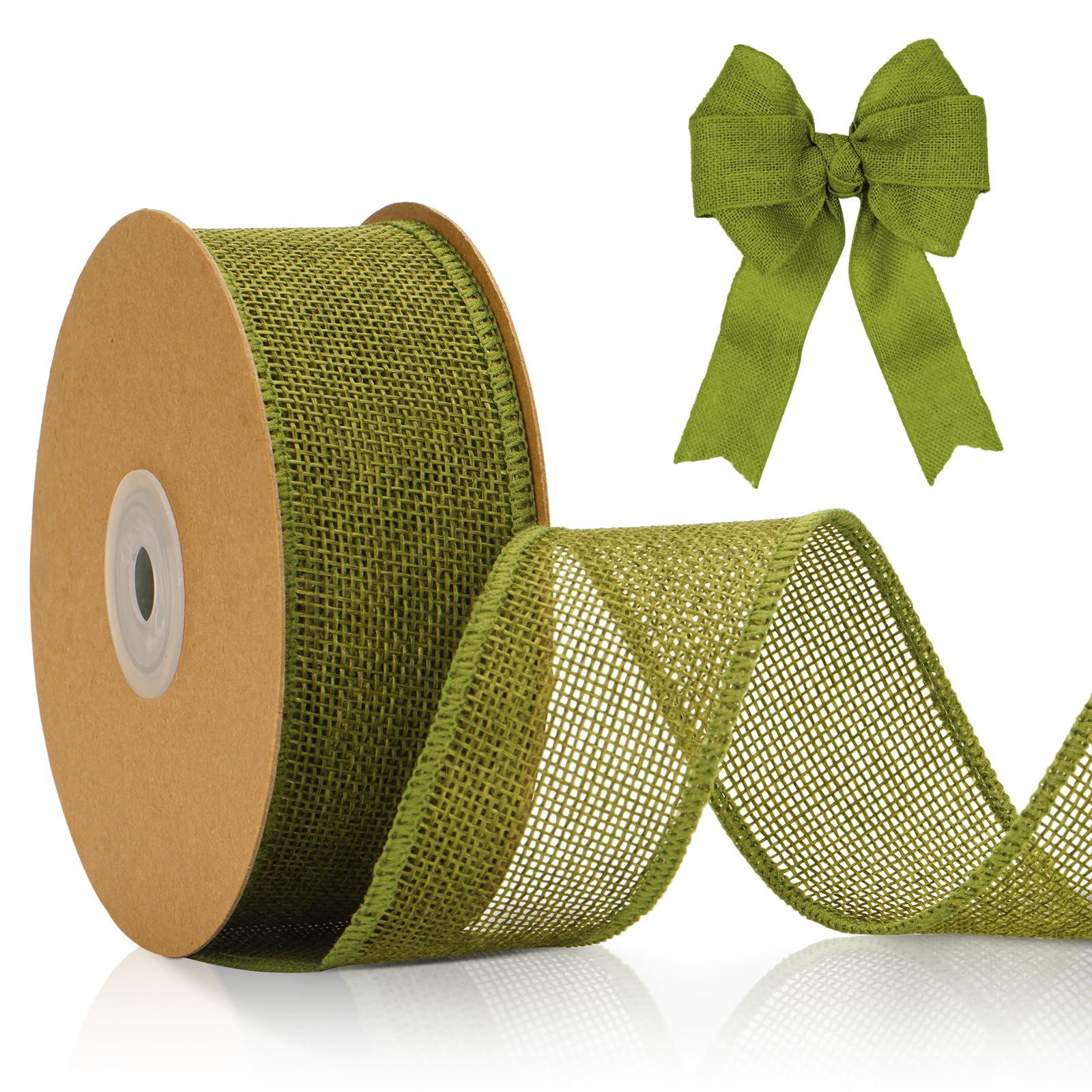 jijAcraft Sage Green Wired Burlap Ribbon: 4CM Wired Hessian Ribbon 10m Natural Hessian Ribbons Rustic Burlap Ribbons for Gift Wrapping, Bows, DIY Crafts, Wedding, Christmas Decoration