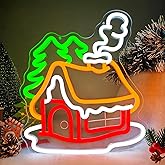 Christmas Neon Sign Christmas Village Houses Neon Sign for Wall Decor Winter House Led Signs Xmas Houses Village Neon Light Up Signs for Holiday Window Bedroom Party Home Living Room Decoration