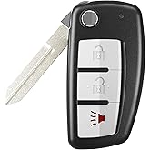VOFONO Keyless Entry Remote Car Uncut Flip Ignition Key Fob Fits for Nissan Rogue 2014 2015 2016 2017 Replacement for FCC ID: CWTWB1G767