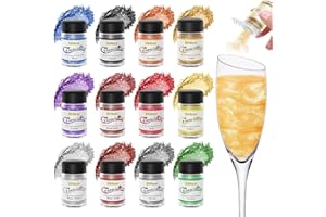 SIMEKKO Edible Glitter for Cocktails, 12 Colors Easter Decorations Edible Sparkles for Drinks Food Grade Edible Luster Dust for Cakes, Drinks, Strawberries and Fondant, Eggs, Candy, Gifts