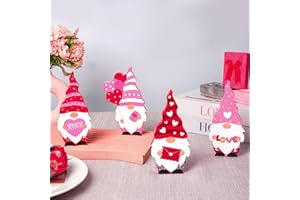 PLAUTHUS Valentines Day Décor, Valentines Wooden Gnome Decorations Sign, Red and Pink Valentines Day Tiered Tray Décor, Classic Valentines Day Decorations for Home, Office Table Décor