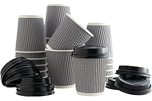 Blue Lake 6 oz Disposable Coffee Cups with Lids, 100 Count, Premium Double Wall Insulated Hot Beverage Cups, No Need for Slee