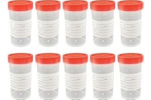 10Pcs 2oz/60ml Specimen Cups,Each Specimen Cup has a Tight-Fitting Screw Cap,Used to Collect Liquid, Solid or Powder specimen
