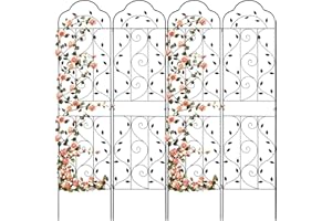 hogardeck 4 Packs 84 * 19 inch Metal Garden Trellis for Climbing Plants Outdoor,Heavy Duty,Black Coating Rustproof Trellis for Rose, Vegetable, Flowers, Expandable,Perfect for Training Climbing Plants