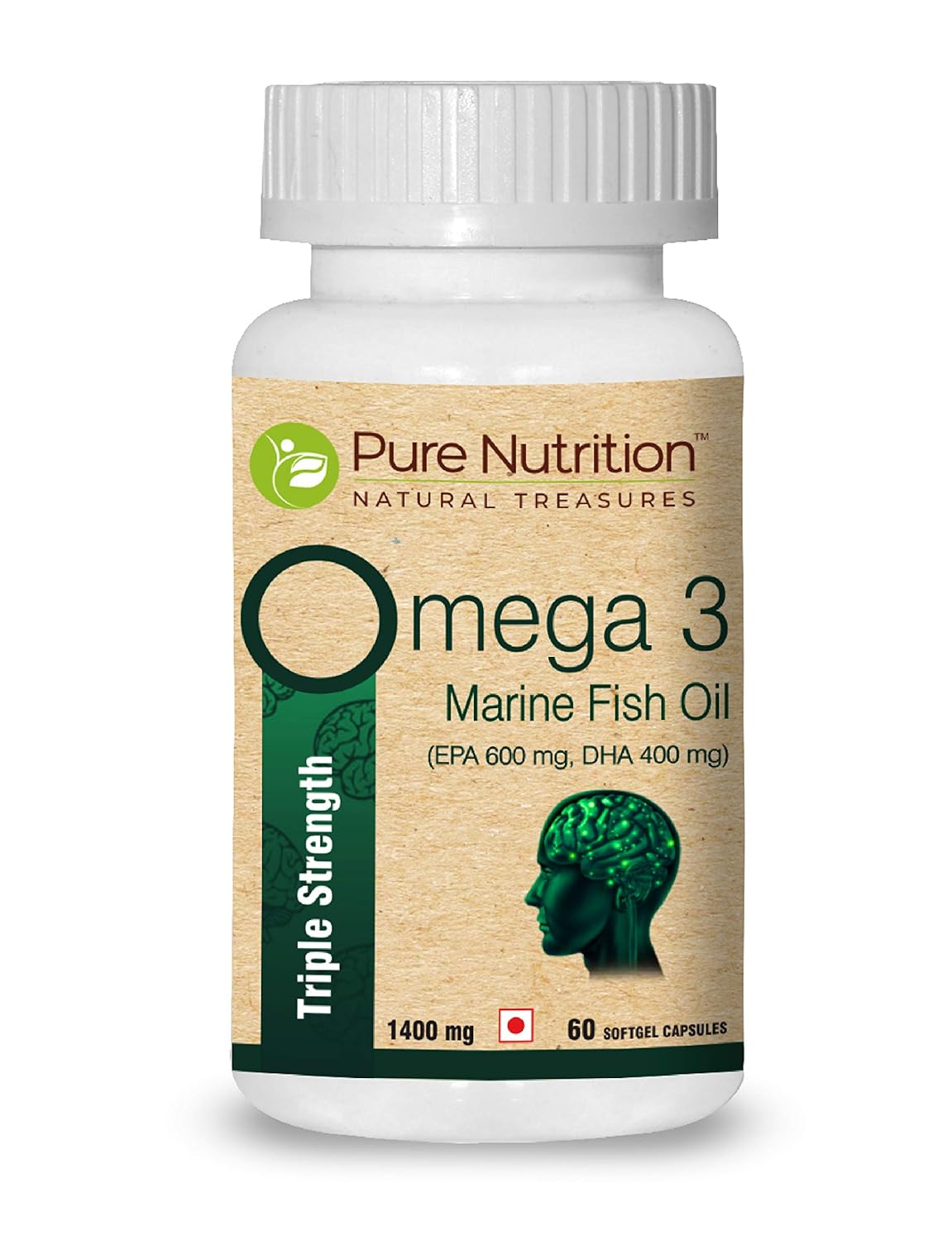 Buy Pure Nutrition Omega 3 Triple Strength Marine Fish Oil (1400mg