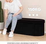 Bonlife Folding Ottoman Storage Bench 120L Black 110x38x38cm Boucle view 5