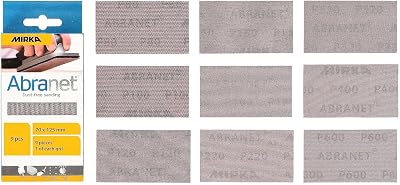 Mirka Abranet 70x125mm Net Sandpaper Hook & Loop Mix Pack 80-600 Grit 9 Pcs