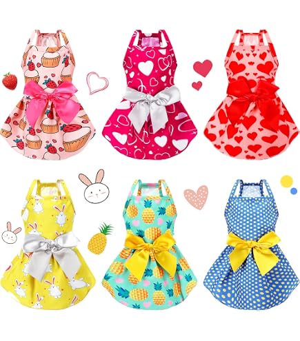 thumbnail image 2 of Frienda Cat And Dog Princess Floral Dress Set With Headband, Red And Yellow Floral Dress (M) - Spring/Summer Holiday Fashion 2 of 10