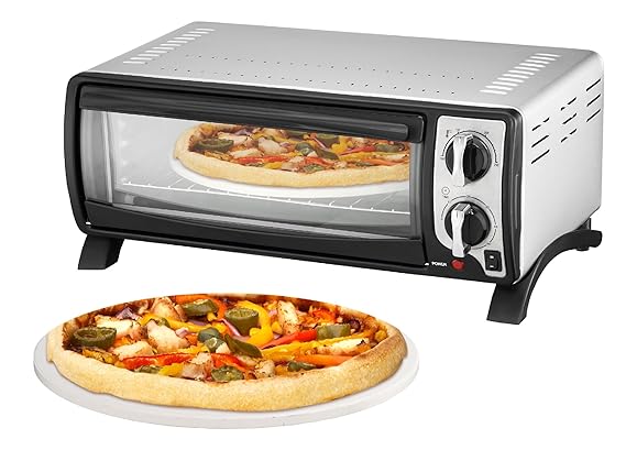 Efbe-Schott Gourmet- und Pizza-Ofen mit Backblech, Grillrost und Pizzastein (100-250°C), 13 l Innenraumvolumen, 1400 W, Metal
