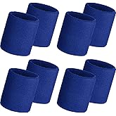 WILLBOND 8 Pack Wrist Sweatbands Sports Wristbands Tennis Sweatbands Neon 80s Thick Cotton Gymnastics Sweat Band International Sports Athletic Wristband for Men Women Party Supplies