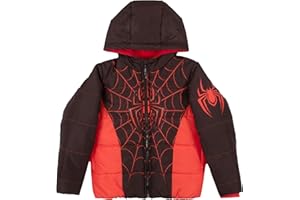 Marvel Winter Coat for Boys Spider-Man, Avengers Graphic Print Boys Puffer Winter Jacket for Big and Little Kids