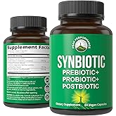 Synbiotic = Prebiotic + Probiotic + Postbiotic 3-in-1 Supplement with Clinically Tested Ingredients. Pre and Probiotics Plus Important Tributyrin Postbiotics for Gut. Vegan Capsules for Women + Men