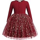 Arshiner Toddler Girls Tutu Dress Long Sleeve Fall Winter Button Front Party Tulle Dresses 2-8Y