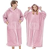 PJGGZ Wearable Blanket Hoodie for Women Men, Fleece Warm Comfy Hooded Sweatshirt with Pockets & Sleeves Cozy Gift for Adult