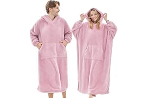 PJGGZ Wearable Blanket Hoodie for Women Men, Fleece Warm Comfy Hooded Sweatshirt with Pockets & Sleeves Cozy Gift for Adult