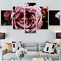 SIGNWIN 5 Panel Canvas Wall Art Pink Fields for Home Decorations Ready to Hang - 60