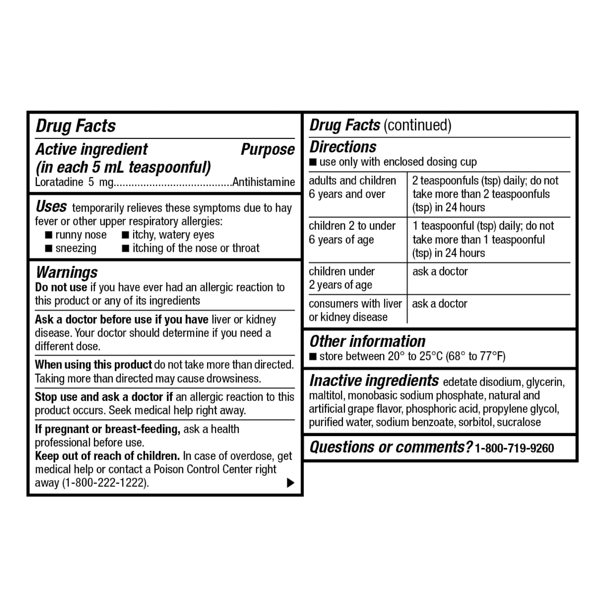 GoodSense Children's Allergy Relief - Loratadine Oral Solution - Grape Flavor - 24-Hour Non-Drowsy Antihistamine, 4 Fl Oz