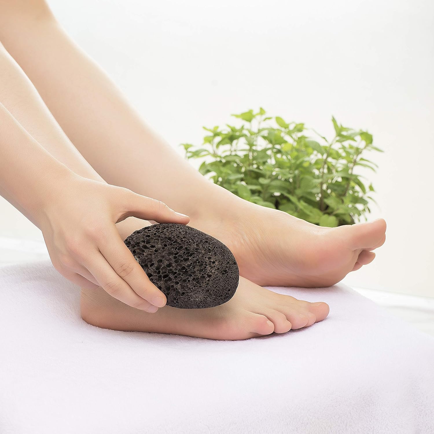 Eco-Friendly Lava Pumice Stone for feet - Callus Remover for feet and hands - Natural Foot Scrubber for Exfoliation to Remove Dead Skin – Pedicure Foot Care Gift Set with Organic Loofah Pad & Tray: Beauty