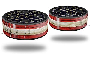 WRAPTORSKINZ Skin Wrap Decal Set 2 Pack for Amazon Echo Dot 2 - Painted Faded and Cracked USA American Flag (2nd Generation ONLY - Echo NOT Included)