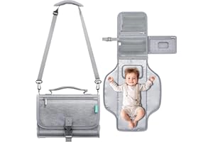 ALATINO Portable Diaper Changing Pad with Shoulder Strap, Detachable Travel Changing Pad with Baby Wipes Pocket, Gifts for Baby Shower, Newborn Girls and Boys (Austere Grey)