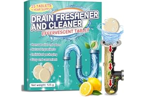 Disposal Cleaner Tablets 25 Tablets, 1 Year Supply Sink and Drain Cleaner, Deodorizer Tablets Remove Odor-Causing Residues, G