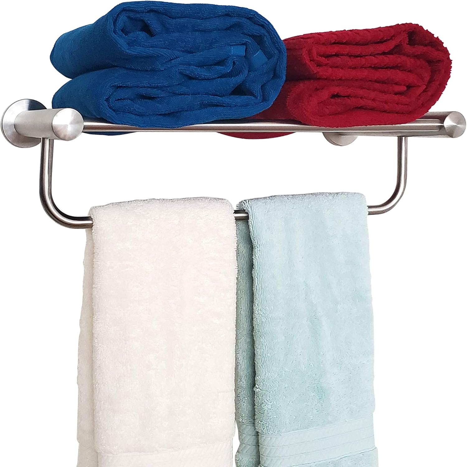 SAFETY+BEAUTY Bathroom Towel Rack, Stainless Steel Constructed Rust-Proof Shelf with Built-in Towel Bar, 16 inches Brushed Nickel