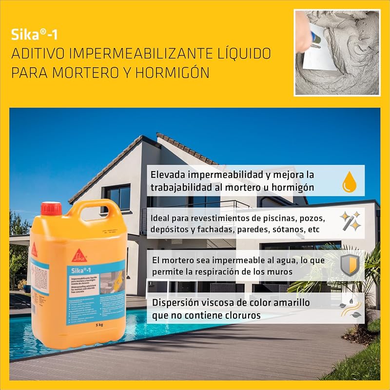 - Aditivo impermeabilizante para argamassa - Sika-1a - Amarelo - 5kg