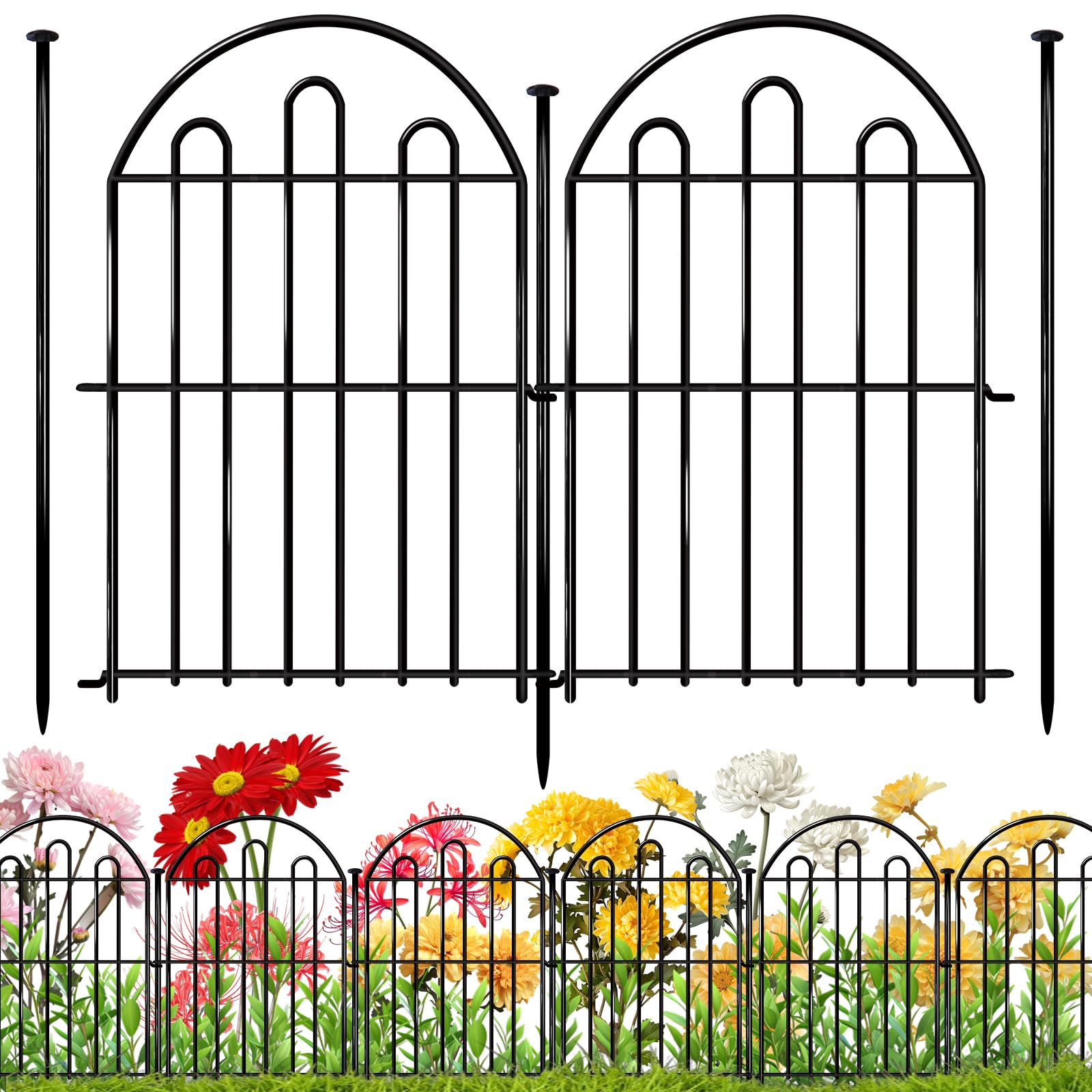 Photo 1 of 10 Pack Decorative Garden Fence,  Arched No Dig Animal Barrier Fence for Dog Rabbit, Garden Edging Border, Rustproof Metal Ground Stake Border for Outdoor Yard Patio Decor