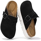 Project Cloud 100% Genuine Leather Platform Clogs for Women Footwear - Memory Foam Arch Support Cork Footbed Casual Shoes & Mules for Women 2026 (Benton Chunky)