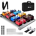 Vangoa Guitar Pedal Board with Case, Aluminum Alloy Sturdy Pedalboard for 6-8 Powered Pedals for Electric Guitar with Pedal Tape, 18.1" x 11.8", 2.8 lb, Medium VPB-L45
