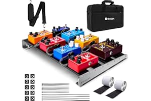 Vangoa Guitar Pedal Board with Case, Aluminum Alloy Sturdy Pedalboard for 6-8 Powered Pedals for Electric Guitar with Pedal Tape, 18.1" x 11.8", 2.8 lb, Medium VPB-L45