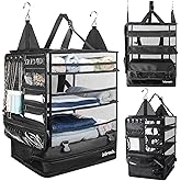Wisreach Hanging Suitcase Organizer & Travel Shelves, Packing Cubes for Travel, Suitcase Organizer for Carry-on Luggage, Easy Packing & Wrinkle-Free Clothes, Black (Fits Most Travel Bags)