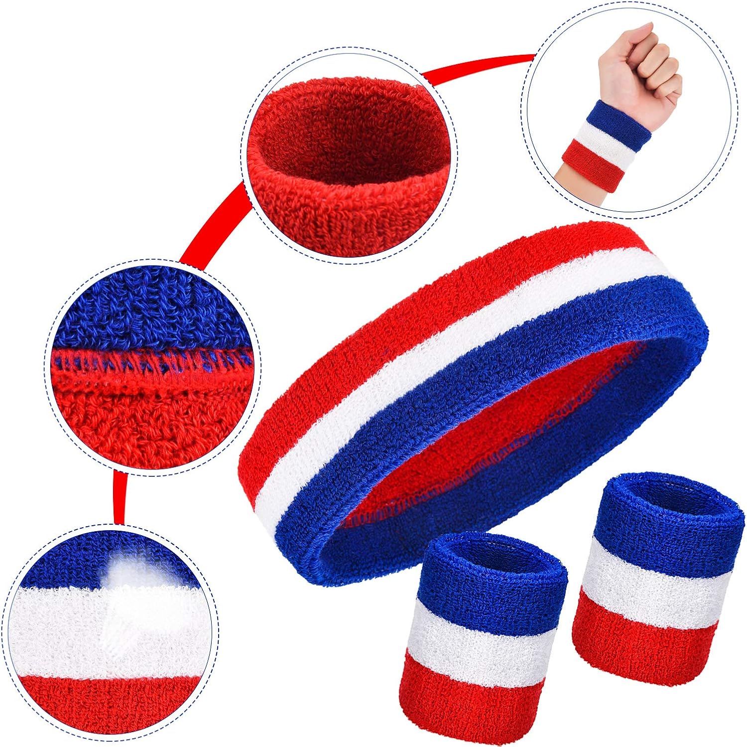 15 Pieces Striped Sweatbands Set - Image 5