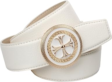 ladies white leather belt