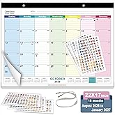 Calendarin Super Large Desk Calendar 2025-2026 for Canada, 22x17 Inch 18-Month from August 2025 to January 2027, Color Coded 